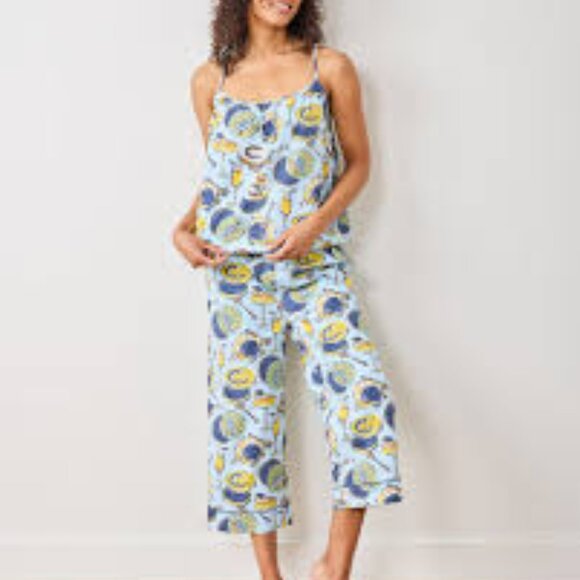 Printfresh Champagne & Caviar Cami Cropped Set /Size L - Picture 1 of 16